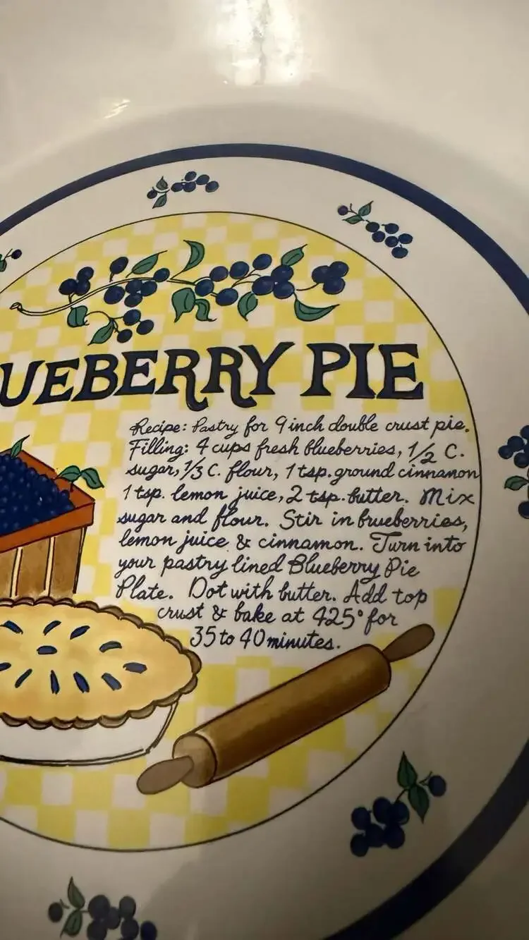 Vintage Blueberry Pie Recipe Plate